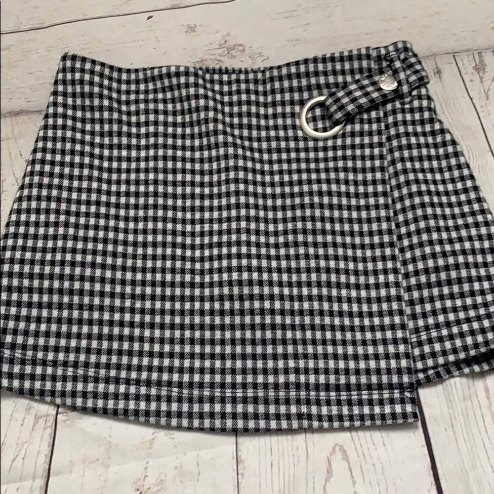 Justice Girls black & white checked skirt NEW